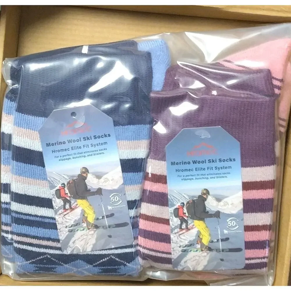 Ski Socks 50% Merino Wool Thermal Knee High Winter Snowboard Sport Socks Men ...
